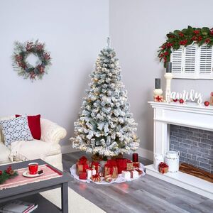 Nearly Natural 6ft. Flocked West Virginia Fir Artificial Christmas Tree with 250